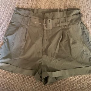 Green paperbag shorts